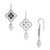 SE-2287-CO1 Sterling Silver Earring With Fresh Water Pearl, Amethyst Jewelry Bali Designs Inc